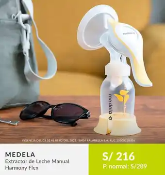 Falabella Medela extractor de leche manual harmony flex oferta