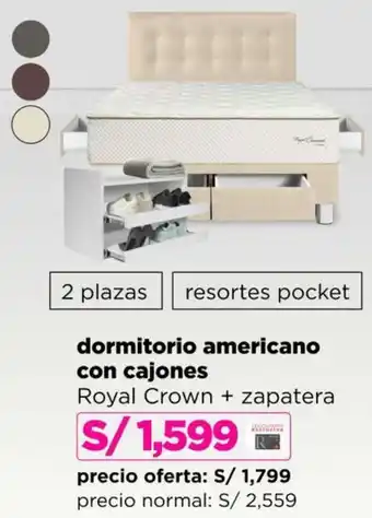 Ripley Dormitorio americano con cajones oferta