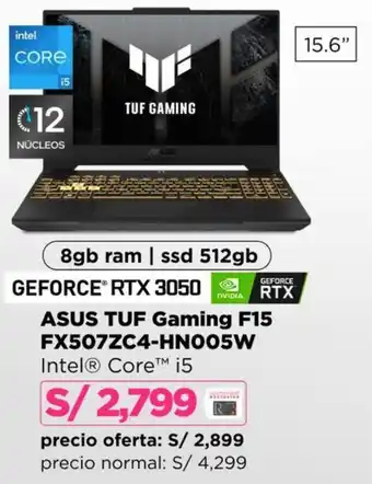 Ripley Asus tuf gaming 15.6" oferta