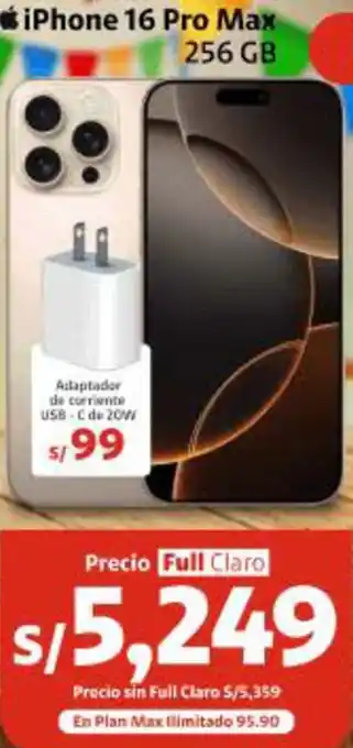 Claro iPhone 16 Pro Max oferta