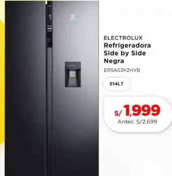 La Curacao Electrolux refrigeradora side by side negra oferta