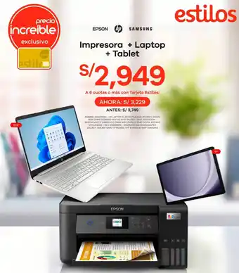 Estilos Impresora + laptop + tablet oferta