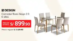 Wong Comedor Romi Beige 2.0 6 sillas oferta