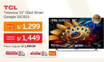 Wong TCL Televisor 55" Qled Smart Google oferta