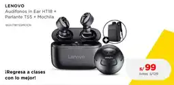 La Curacao LENOVO Audífonos In Ear HT18+ Parlante TS5 + Mochila oferta