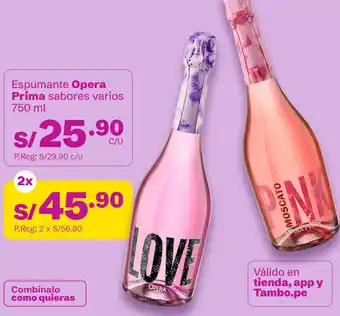 Tambo Opera prima espumante sabores varios oferta