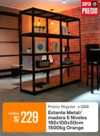 Promart Estante metal/ madera 5 niveles oferta