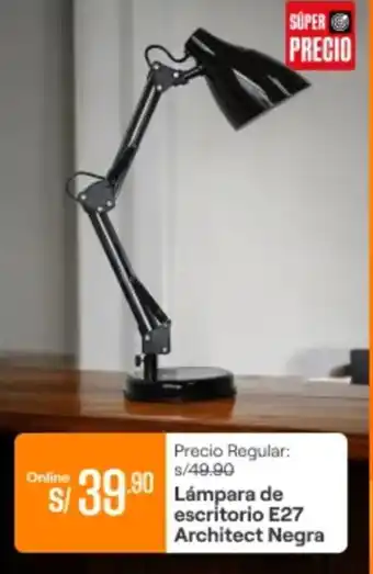 Promart Lámpara de escritorio E27 architect negra oferta