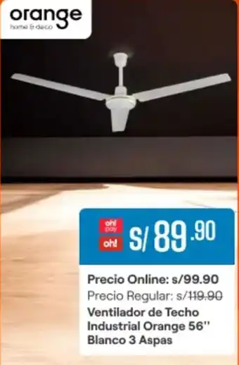 Promart Ventilador de techo industrial orange 56" oferta