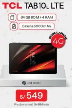 Hiraoka Tcl tab10 lte oferta