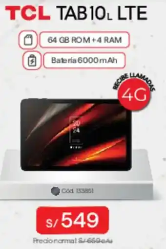 Hiraoka Tcl tab10 lte oferta