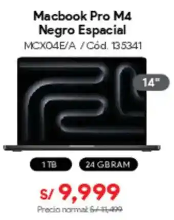 Hiraoka Macbook pro m4 negro espacial oferta