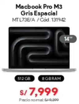 Hiraoka Macbook pro m3 gris espacial oferta