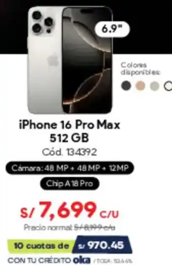 Hiraoka iPhone 16 Pro Max oferta