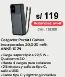 Hiraoka Cargador Portátil Cables oferta