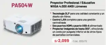 Hiraoka PA504W Proyector Profesional/Educativo oferta