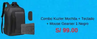 La Curacao Combo kuzler mochila + teclado + mouse gearser 1 negro oferta