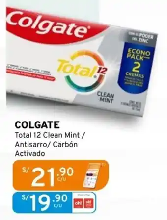 Mifarma Colgate total 12 clean mint / antisarro/ carbón activado oferta