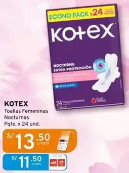 Mifarma Kotex toallas femeninas nocturnas oferta