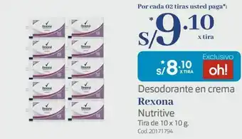 Makro Desodorante en crema rexona nutritive tira de 10 x 10 g oferta