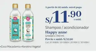 Makro Shampoo / acondicionador happy anne unidad x 340 ml. oferta