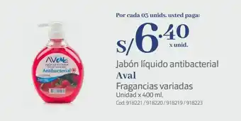 Makro Jabón líquido antibacterial aval fragancias variadas unidad x 400 ml. oferta