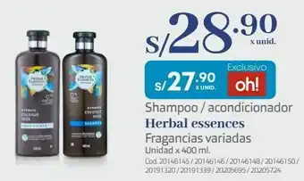 Makro Shampoo / acondicionador herbal essences fragancias variadas unidad x 400 ml. oferta