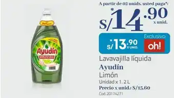 Makro Lavavajilla líquida ayudín limón unidad x 1. 2 l oferta