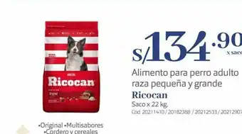 Makro Alimento para perro adulto raza pequeña y grande ricocan saco x 22 kg oferta