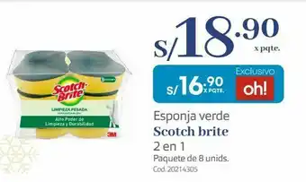 Makro Esponja verde scotch brite 2 en 1 paquete de 8 unids oferta