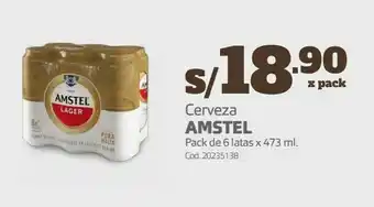 Makro Cerveza amstel pack de 6 latas x 473 ml oferta