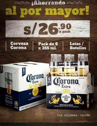Makro Cerveza corona pack de 6 x 355 ml oferta