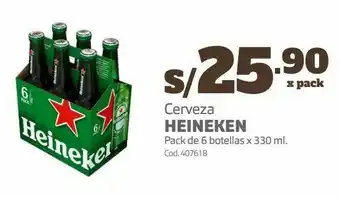 Makro Cerveza heineken pack de 6 botellas x 330 ml. oferta