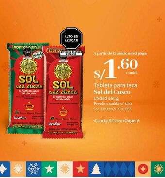 Makro Tableta para taza sol del cusco oferta