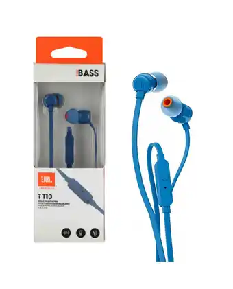 Tiendas EFE Audífonos jbl t110 in ear wired - azul oferta