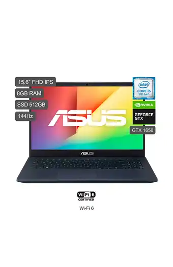 Tiendas EFE Laptop asus x571gt-hn1020t 15.6" fhd ips intel core i5-9300h 9th gen 512gb ssd 8gb oferta