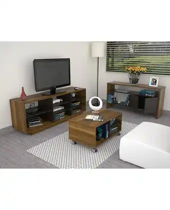 Tiendas EFE Rack tv 58 + arrimo + mesa de centro tuhome - caramelo / wengue oferta