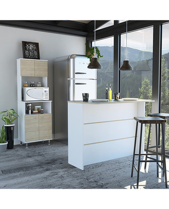 Tiendas EFE Combo tuhome kitchen 17 mueble microondas + barra de cocina - blanco oferta