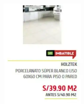 Maestro Holztek - Porcelanato Super Blanco Liso 60 x 60cm para piso o pared oferta