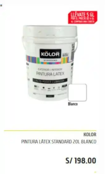 Kolor Pintura Latex Standard 20L Blanco