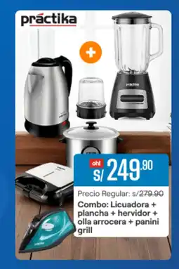 Promart Combo Licuadora + plancha + hervidor + olla arrocera + panini grill oferta