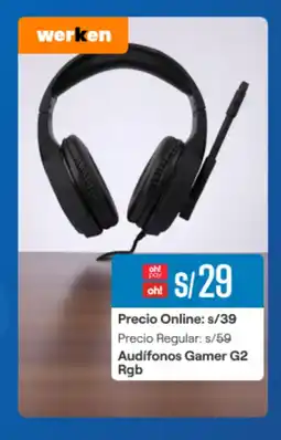Promart Werken audífonos gamer g2 Rgb oferta