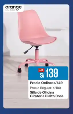 Promart Orange Silla de Oficina Giratoria Rialto Rosa oferta