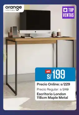 Promart Orange Escritorio London Maple Metal oferta