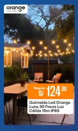 Promart Guirnalda Led Orange Luna 30 Focos Luz Cálida 15m IP65 oferta