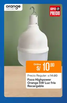 Promart Foco Highpower Orange 5W Luz fría Recargable oferta