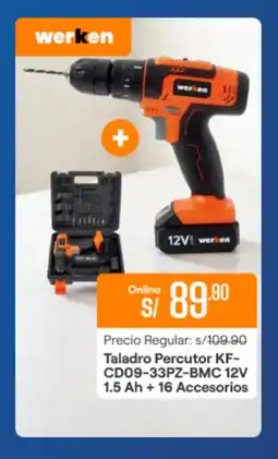Promart Werken Taladro Percutor KF- CD09-33PZ-BMC 12V 1.5 Ah + 16 Accesorios oferta