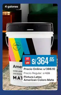 Promart Pintura Latex American Colors Mate oferta