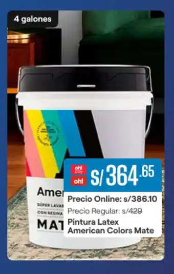 Promart Pintura Latex American Colors Mate oferta