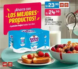 Plaza Vea Leche GLORIA Niños / Zero lacto pk oferta